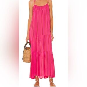 Natalie Martin Melanie Hot Pink Tiered Maxi Dress